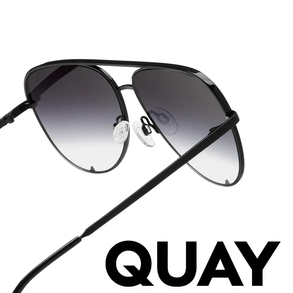 Quay High Key 126 Black/smoked lenses  Aviator Sunglasses Polarized - Picture 6 of 9